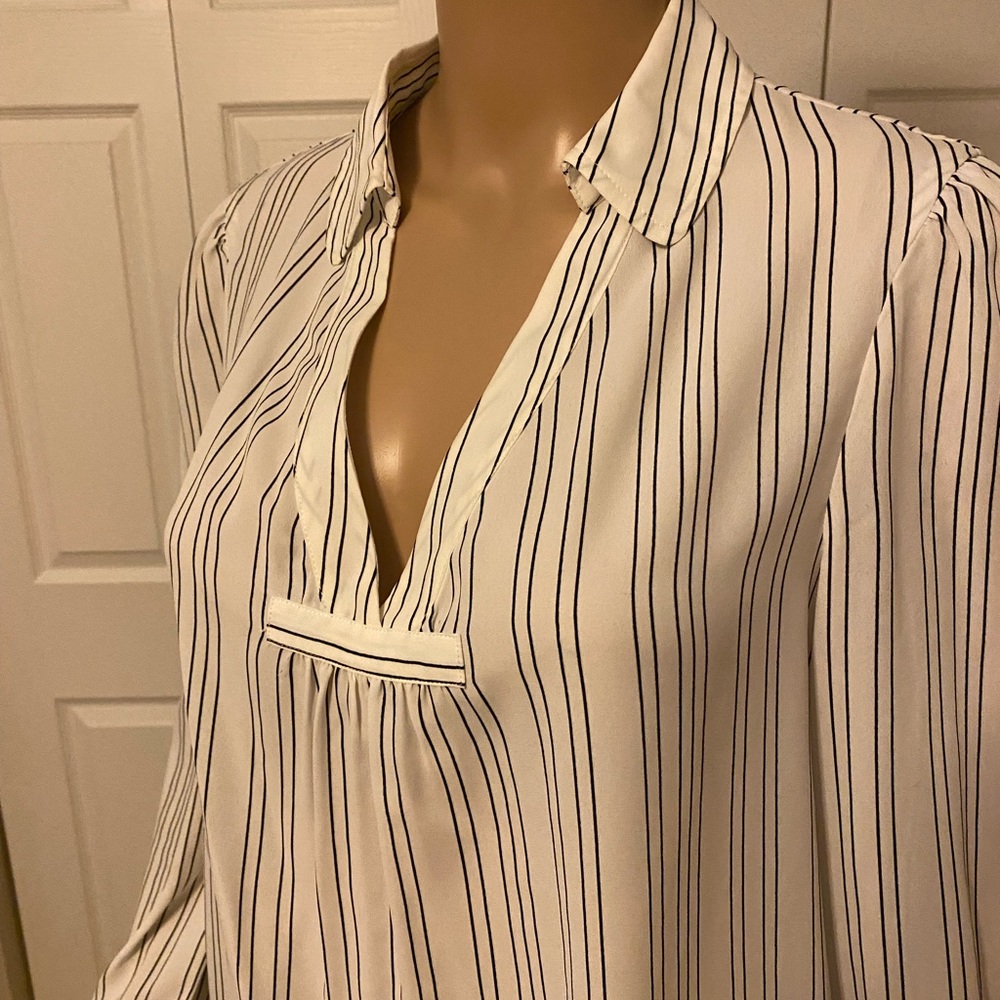 NWT Rebecca Minkoff Ivory with Black Pinstripe Blouse